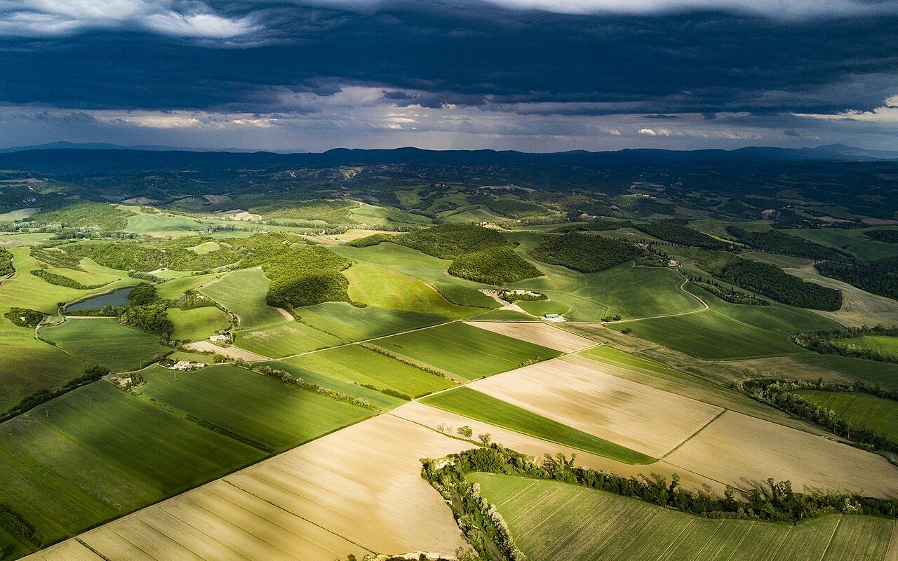 Aerial view of Val di Chiana, Tuscany